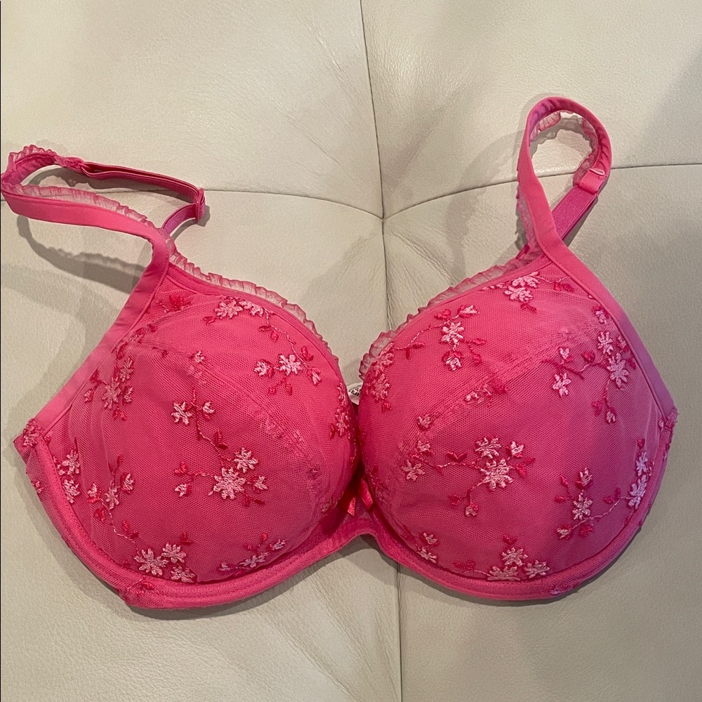 Marie Jo Floral Embroidered Pink Bra 34D preloved